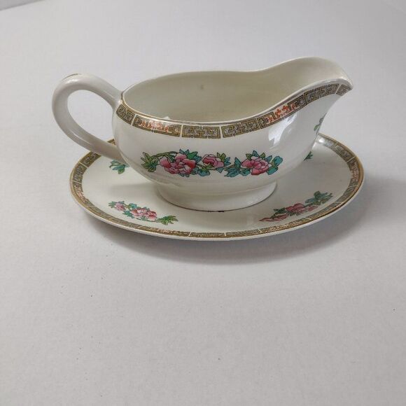 Vintage Enoch Wedgwood (Tunstall) Ltd. Gravy Boat and Saucer - Picture 2 of 9